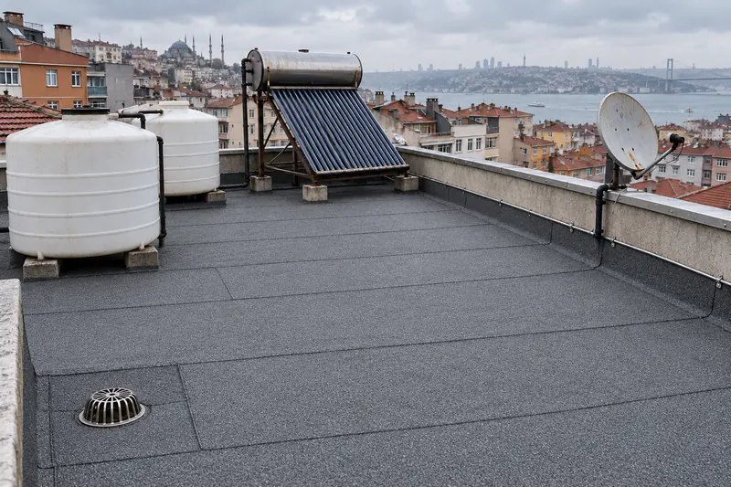 Sonra: Apartman terasında çift kat membran, Üsküdar, Kuzguncuk